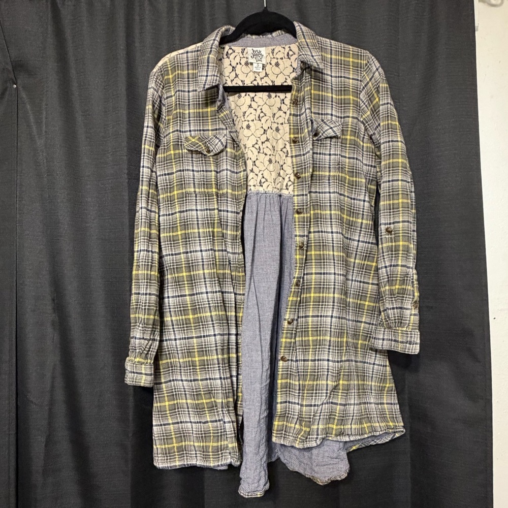 Ivy Jane Plaid Lace Button-Up